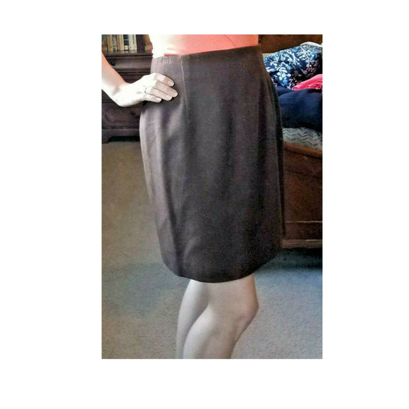 Pencil Skirt, Brown, Wool Flannel Lined - Picture 5 of 5